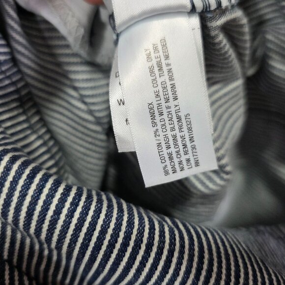 Womens Blue & White Striped Romper Button Up Belted Waist 100% Cotton Size 17 - Picture 7 of 12